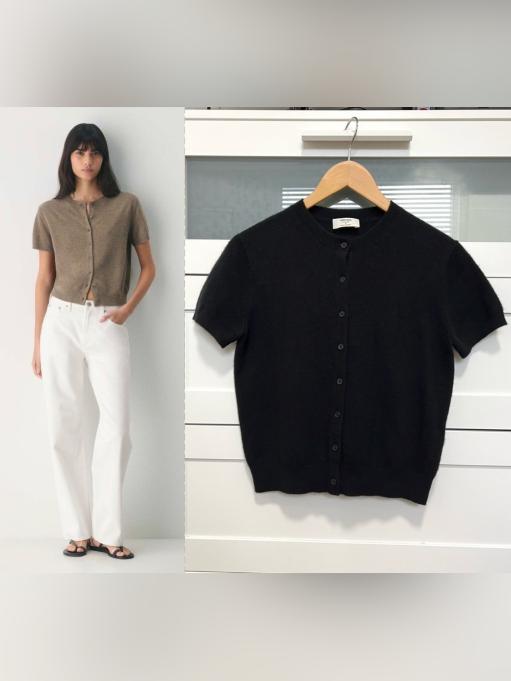 Aritzia Bare Cashmere Noteworthy Shortsleeve Crewneck Cardigan Sz S